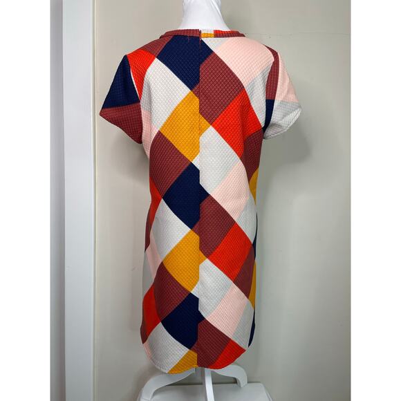 Traffic People Retro 60's Look Colorblock Short Sleeve Shift Dress Size L - Picture 3 of 7